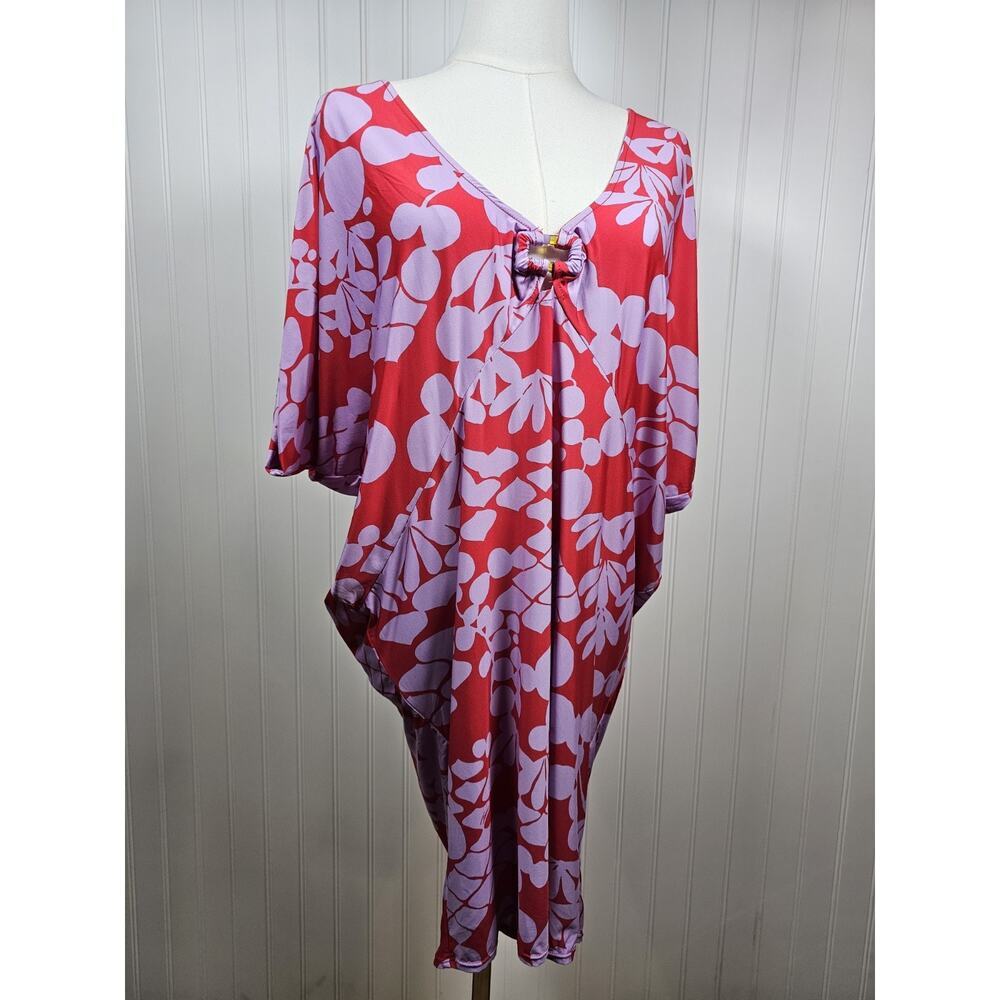 TRINA TURK Bali Blossoms Print Tunic Dress Cover-Up Women's Size M Tropical